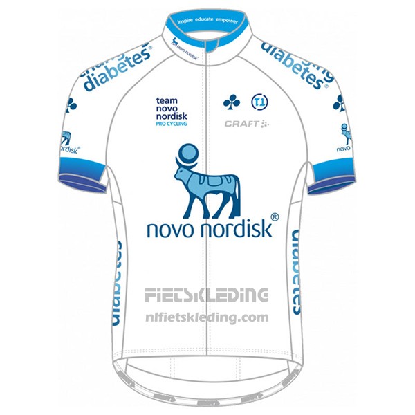 2017 Fietskleding Novo Nordisk Wit Korte Mouwen en Koersbroek